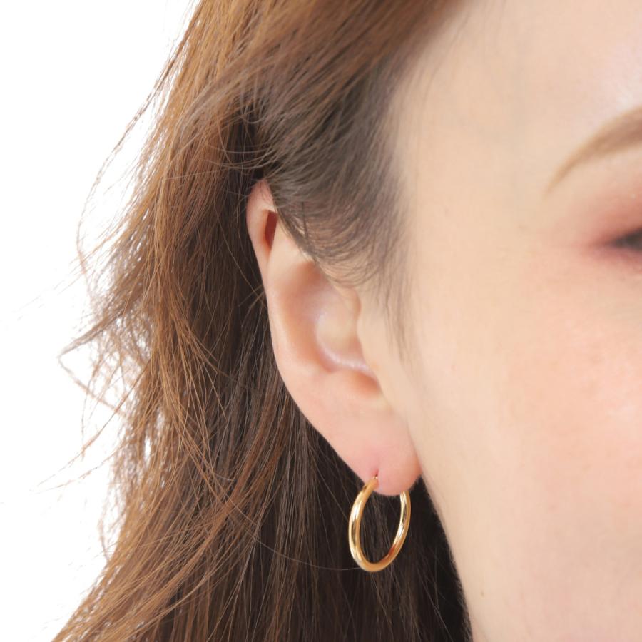 18金 フープピアス 2.0×20mm 両耳 レディース メンズ ゴールド リング