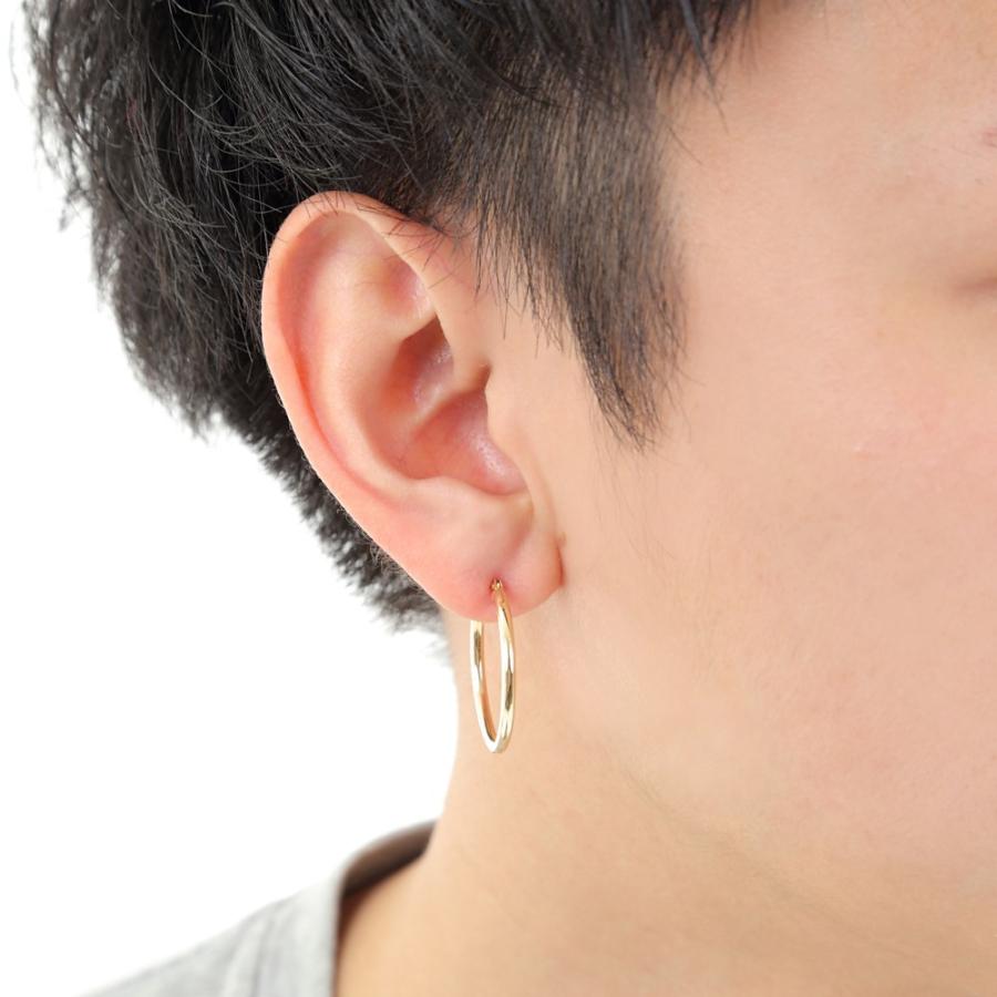 ピアス 18金 K18 フープ 2.0×25mm 片耳 1個 ゴールド メンズ