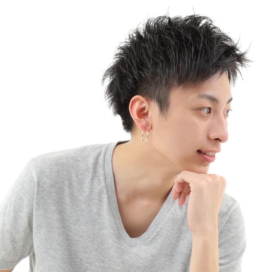 18金 フープピアス 2.0mm×25mm 片耳 1個 ゴールド メンズ レディース