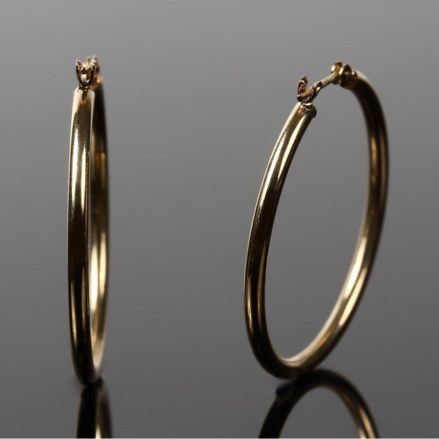 ピアス 18金 K18 フープ 2.0×30mm ゴールド レディース メンズ 両耳