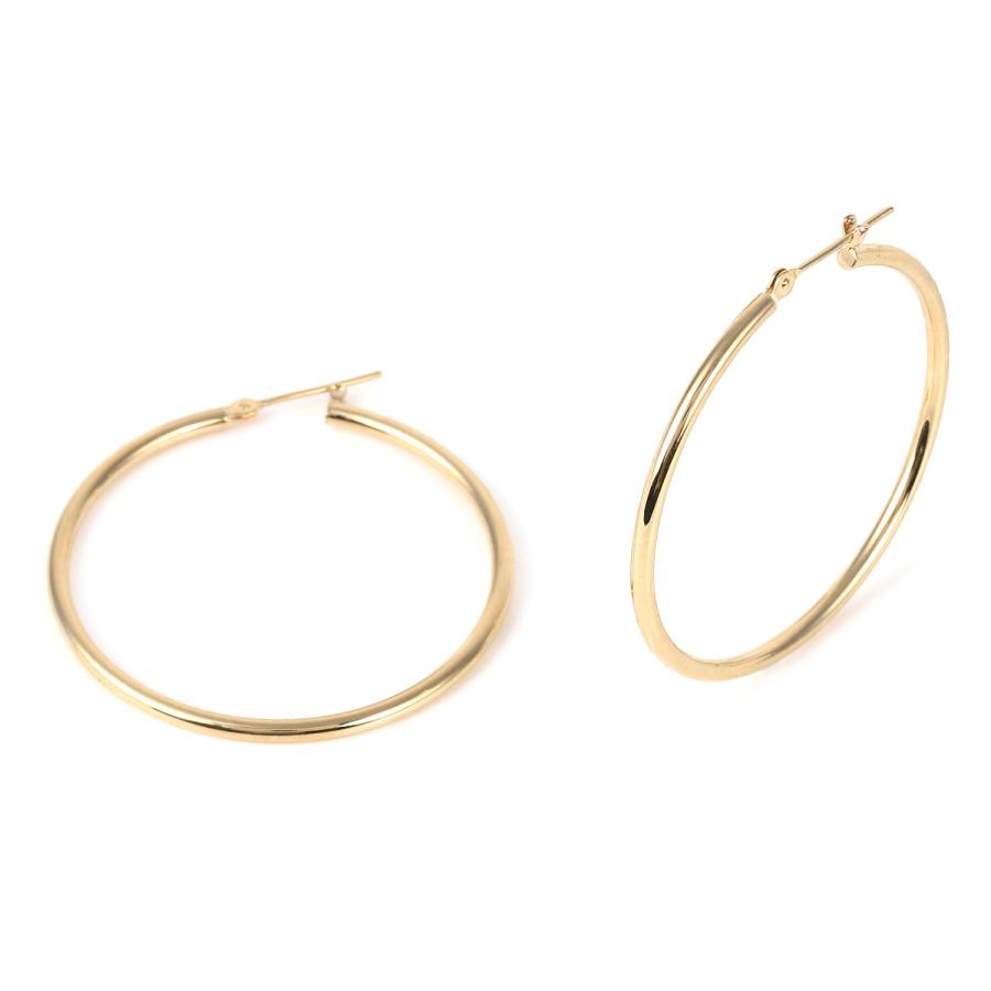 18金 フープピアス 2.0×40mm 両耳 リング ピアス ゴールド