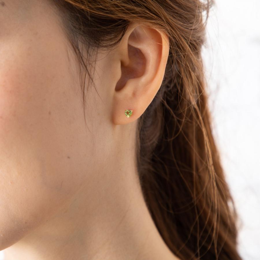 ピアス K18 ペリドット ハート 両耳 18金 18k ゴールド レディース  