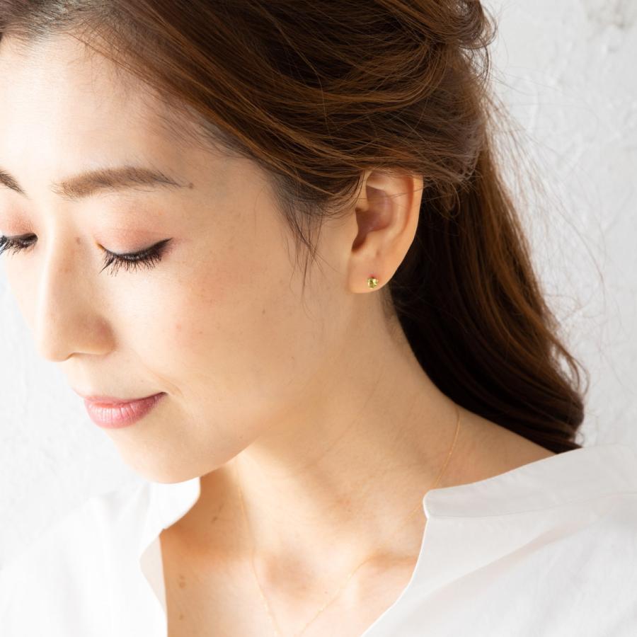 ピアス K18 ペリドット ハート 両耳 18金 18k ゴールド レディース 