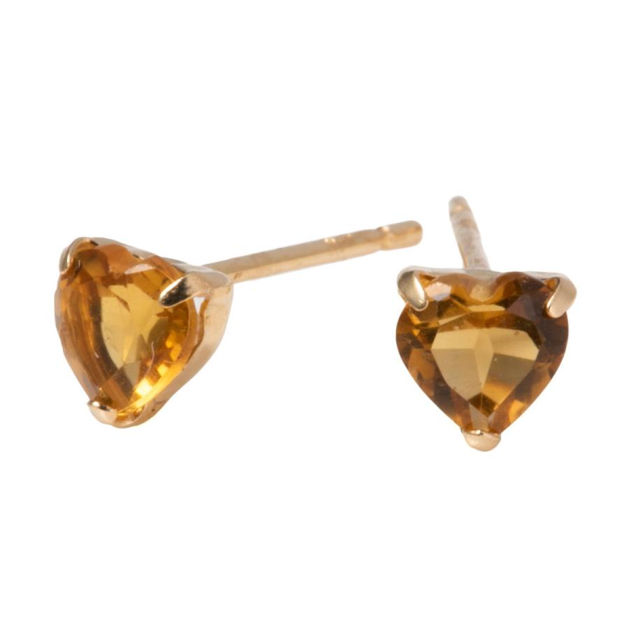 18金 ピアス シトリン ハート 両耳 ゴールド レディース アクセサリー 