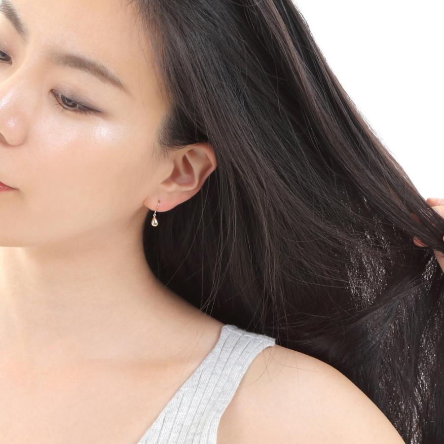 18金 ピアス ドロップ 雫 ツユ ピンクゴールド 揺れる ティアドロップ