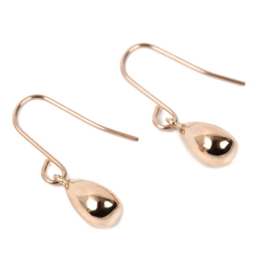 18金 ピアス ドロップ 雫 ツユ ピンクゴールド 揺れる ティアドロップ