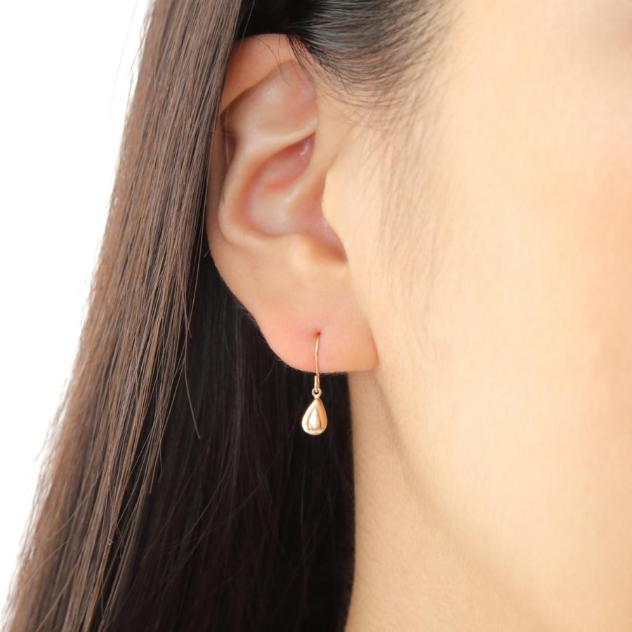 18金 ピアス ドロップ 雫 ツユ ピンクゴールド 揺れる ティアドロップ
