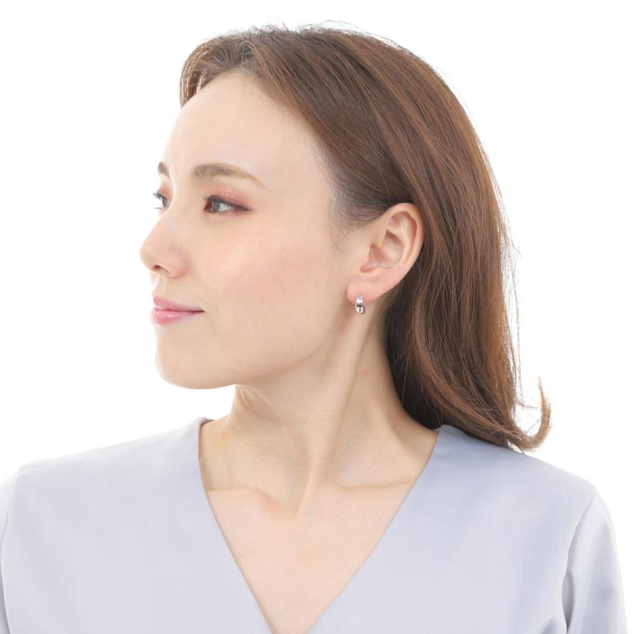 フープピアス ミラーカット 月甲 5×13mm 両耳 リング ピアス ホワイト