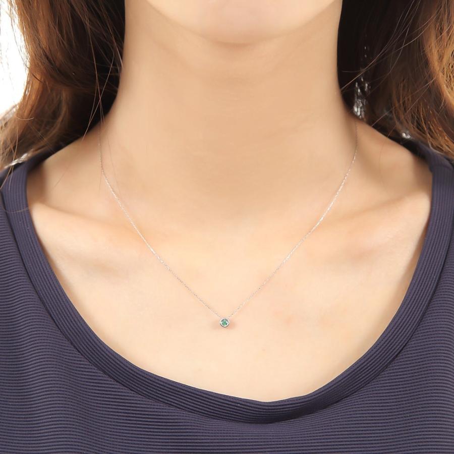 18金 ネックレス ダイヤモンド エメラルド ホワイトゴールド レディース 一粒 天然石 リバーシブル 18k k18