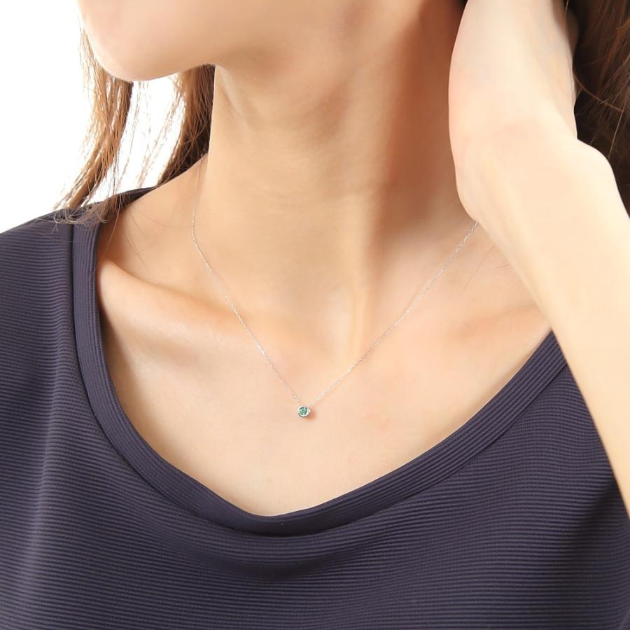 18金 ネックレス ダイヤモンド エメラルド ホワイトゴールド レディース 一粒 天然石 リバーシブル 18k k18 プレゼント ギフトの画像
