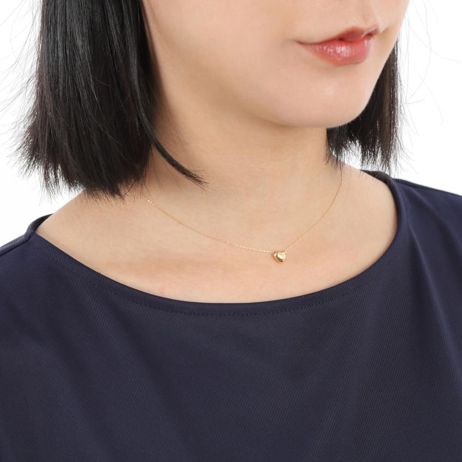 18金 ネックレス ぷっくり ハート (M) ゴールド レディース アクセサリー ネックレスチェーン プレゼント ギフトの画像
