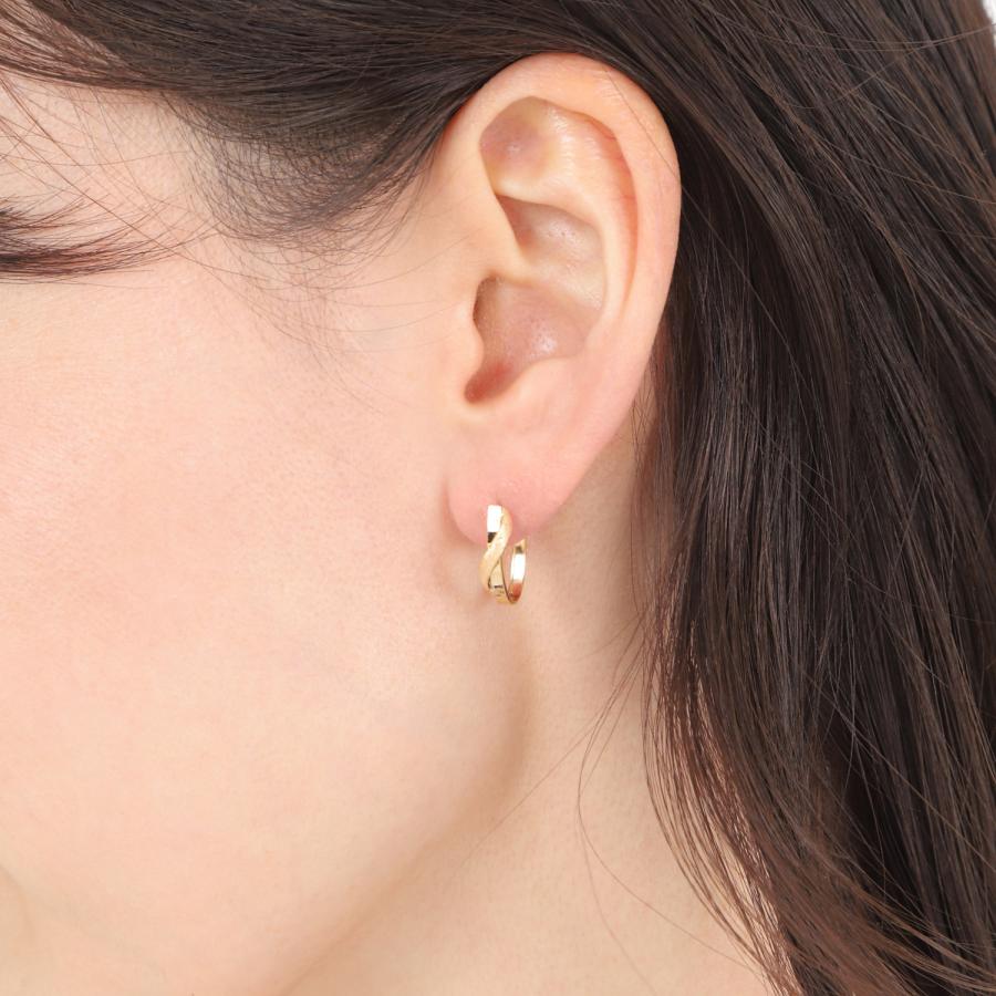 18金 フープピアス 両耳 ツインクロス ゴールド リング ピアス