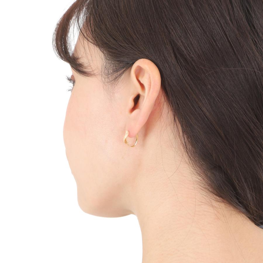 18金 フープピアス 両耳 ツインクロス ゴールド リング ピアス