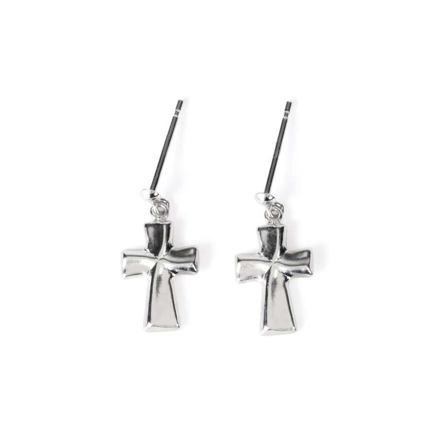 K18 ホワイトゴールド　クロス型 ピアス K18 ホワイトゴールド ダイヤモンド クロス ピアス（0.09ct