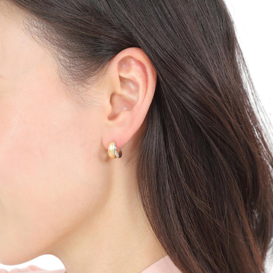18金 プラチナ フープピアス 月甲 コンビカラー 三日月 ムーン 18金 プラチナ フープピアス 月甲 コンビカラー 三日月 ムーン
