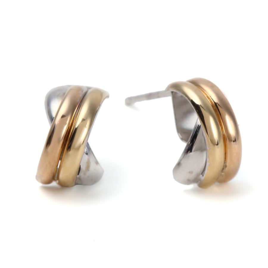 ピアス K18 スリーカラー トリニティ 両耳 ゴールド レディース 18k 小さめ  アクセサリー プレゼント ギフトの画像
