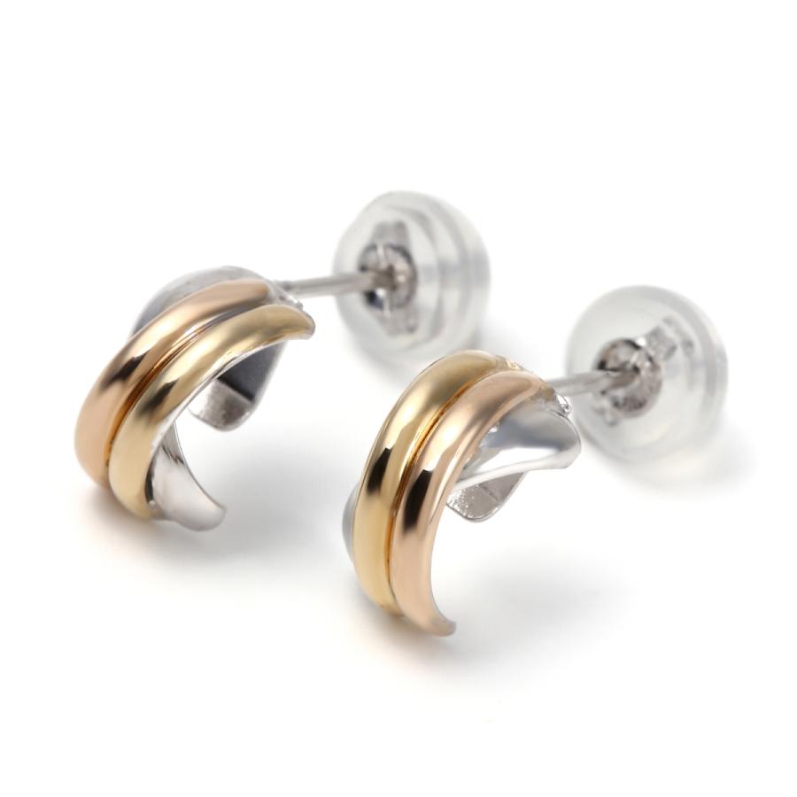 ピアス K18 スリーカラー トリニティ 両耳 ゴールド レディース 18k 小さめ  アクセサリー プレゼント ギフトの画像