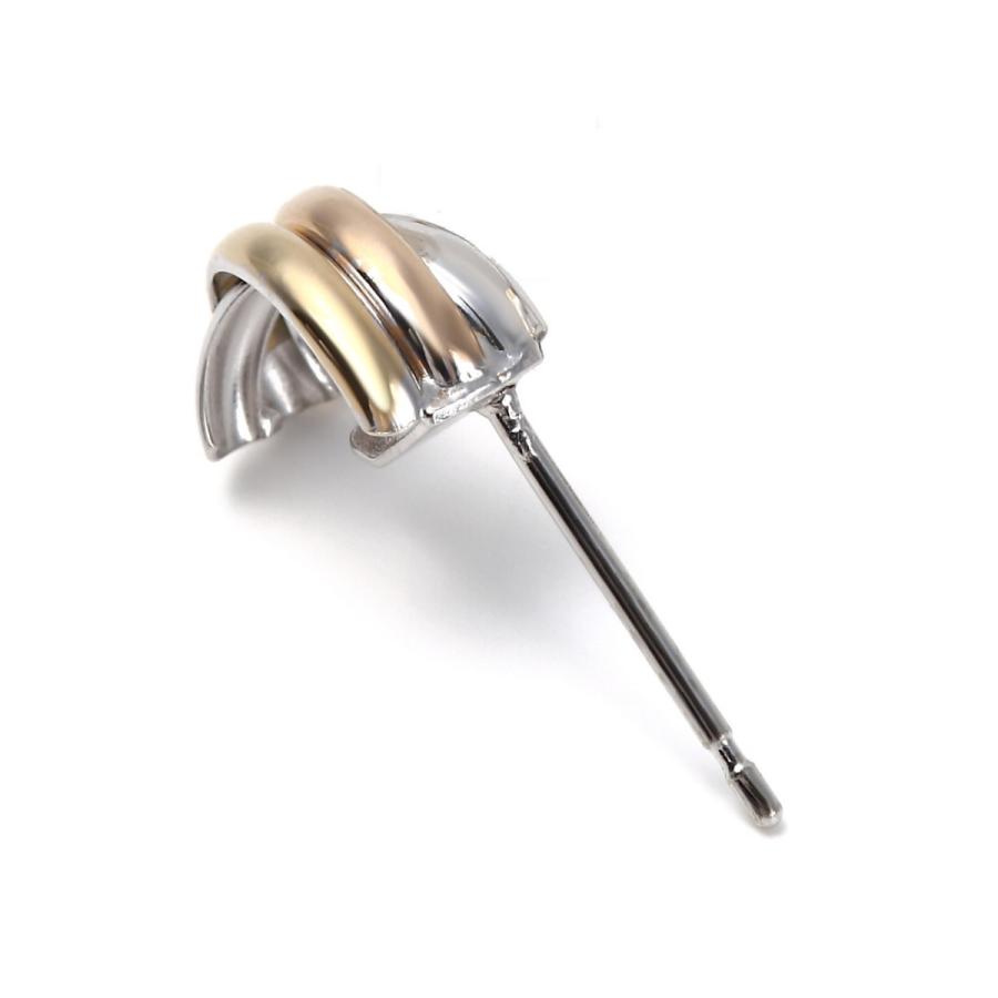 ピアス K18 スリーカラー トリニティ 両耳 ゴールド レディース 18k 小さめ  アクセサリー プレゼント ギフトの画像