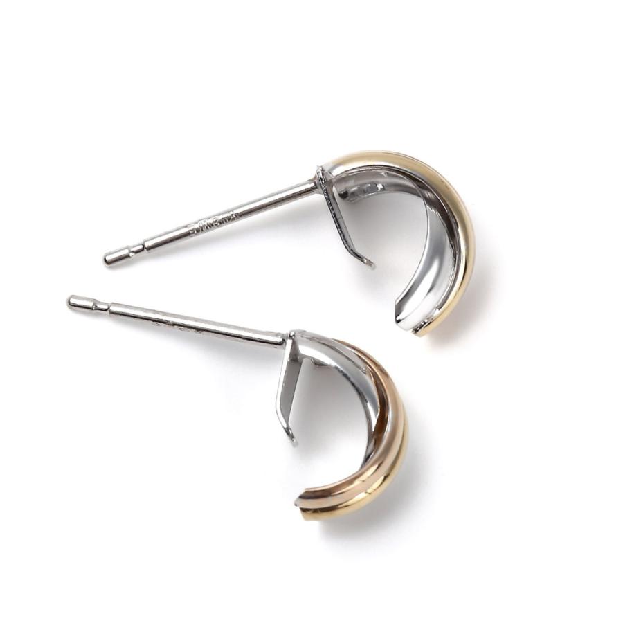 ピアス K18 スリーカラー トリニティ 両耳 ゴールド レディース 18k 小さめ  アクセサリー プレゼント ギフトの画像