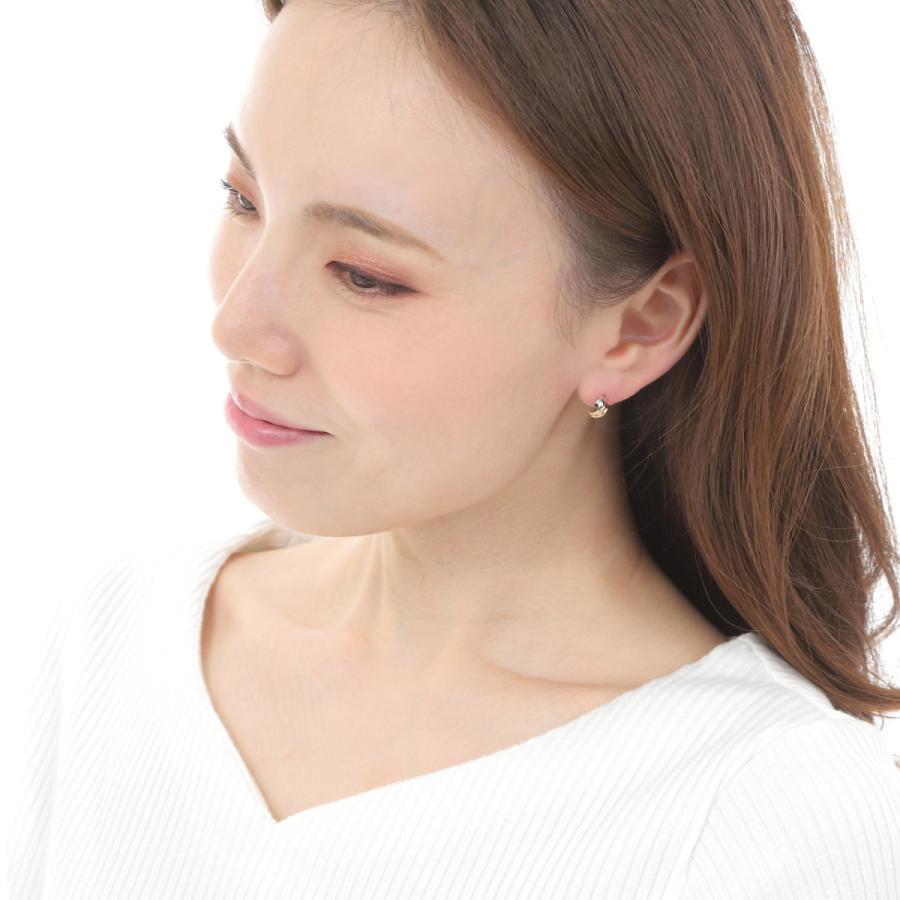 ピアス K18 スリーカラー トリニティ 両耳 ゴールド レディース 18k