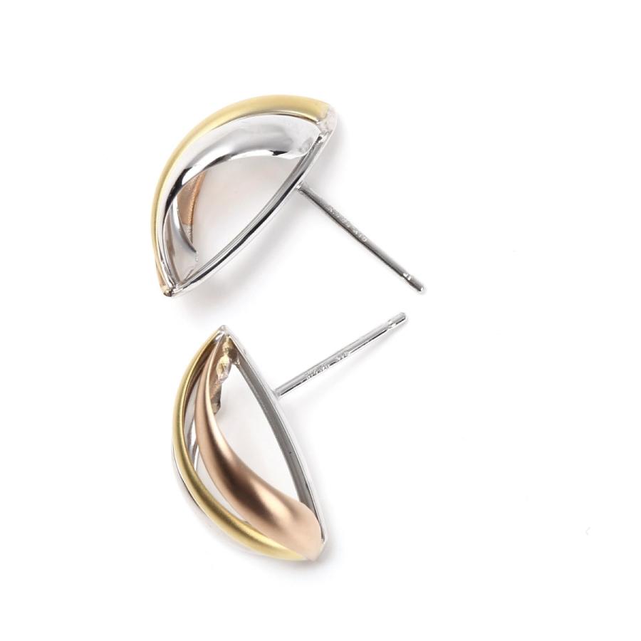 ピアス スリーカラー トリニティ K18 K14 3色 両耳 ゴールド