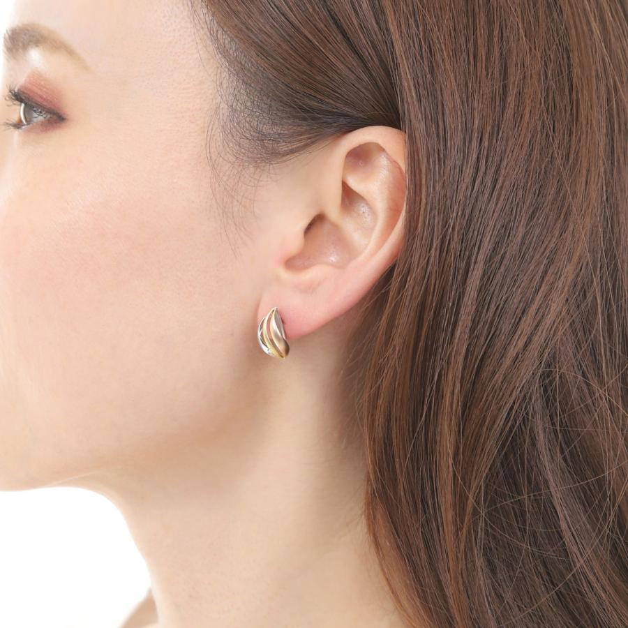 ピアス スリーカラー トリニティ K18 K14 3色 両耳 ゴールド