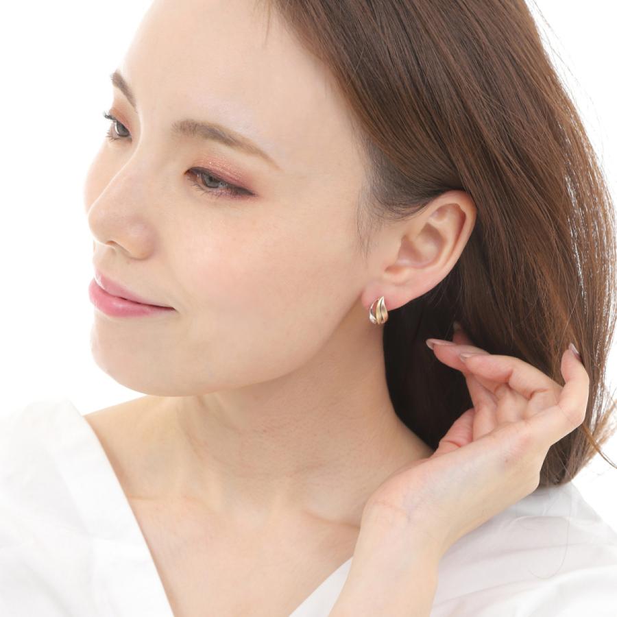 ピアス スリーカラー トリニティ K18 K14 3色 両耳 ゴールド