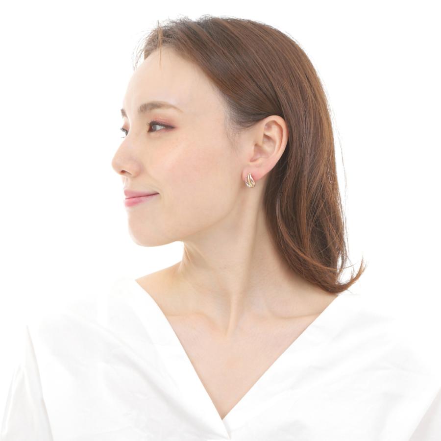 ピアス スリーカラー トリニティ K18 K14 3色 両耳 ゴールド