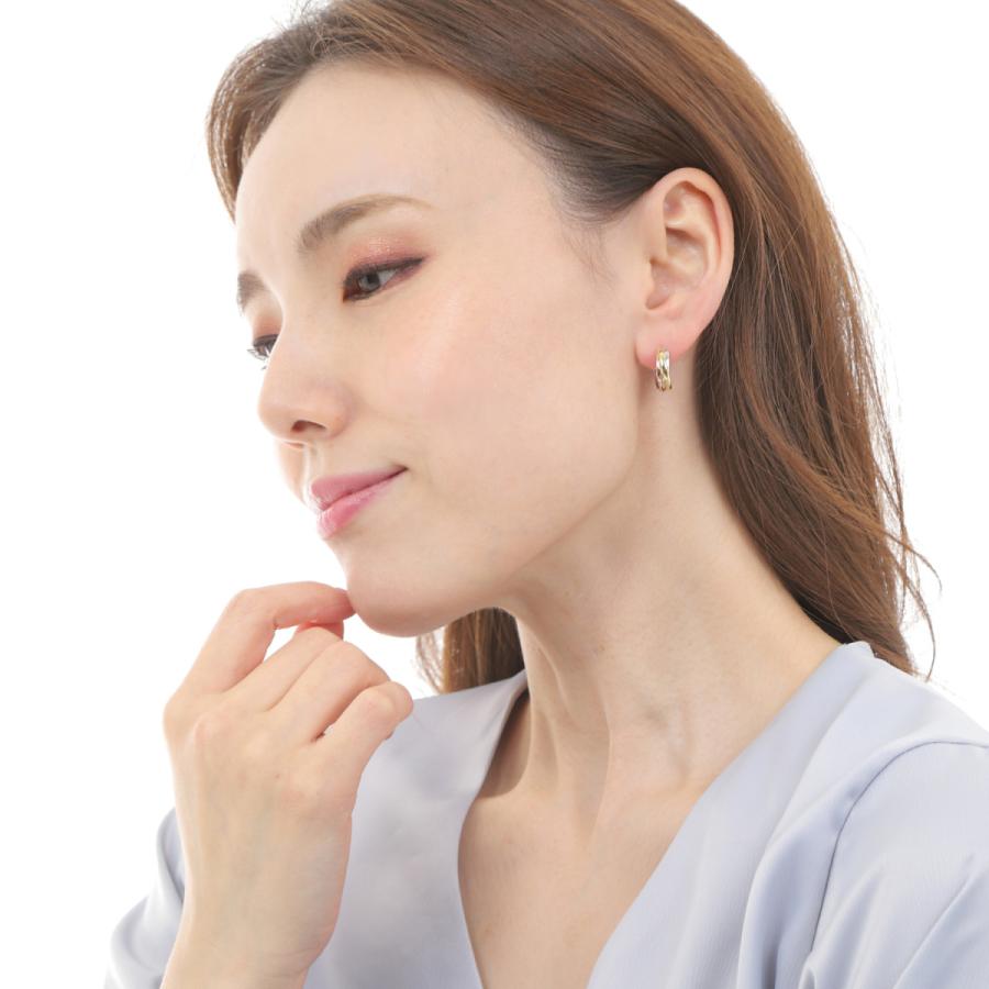 K18 3カラー トリニティーフープピアス k18 スリーカラー フープピアス レディース 3連 トリニティ 地