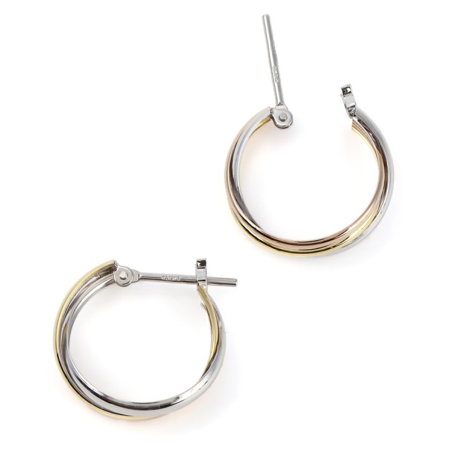 ピアス フープ スリーカラー トリニティ K18 K14 3色 両耳 ピアス フープ スリーカラー トリニティ K18 K14 3色 両耳