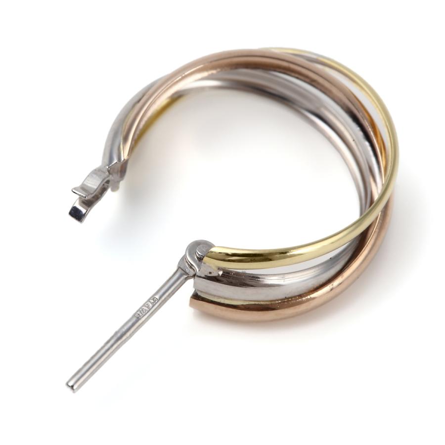 K18 3カラー トリニティーフープピアス K18/Pt トリニティ フープ ピアス