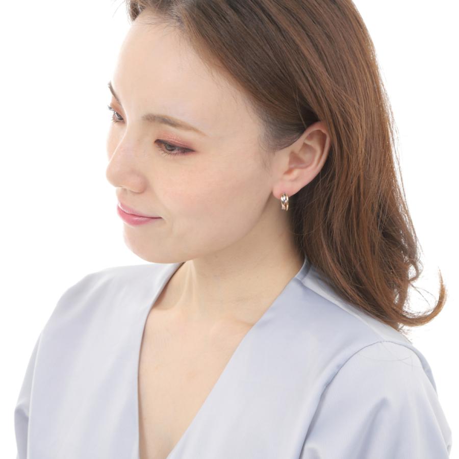 ピアス フープ スリーカラー トリニティ K18 K14 3色 両耳 ゴールド