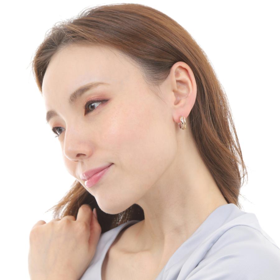 ピアス フープ スリーカラー トリニティ K18 K14 3色 両耳 ゴールド