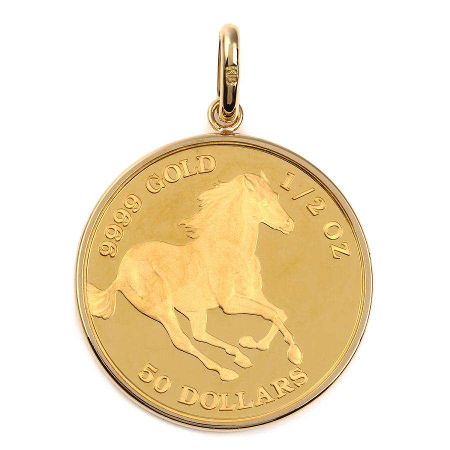 純金 K24 ホース 1/2oz 金貨 コイン ペンダントトップ シンプル