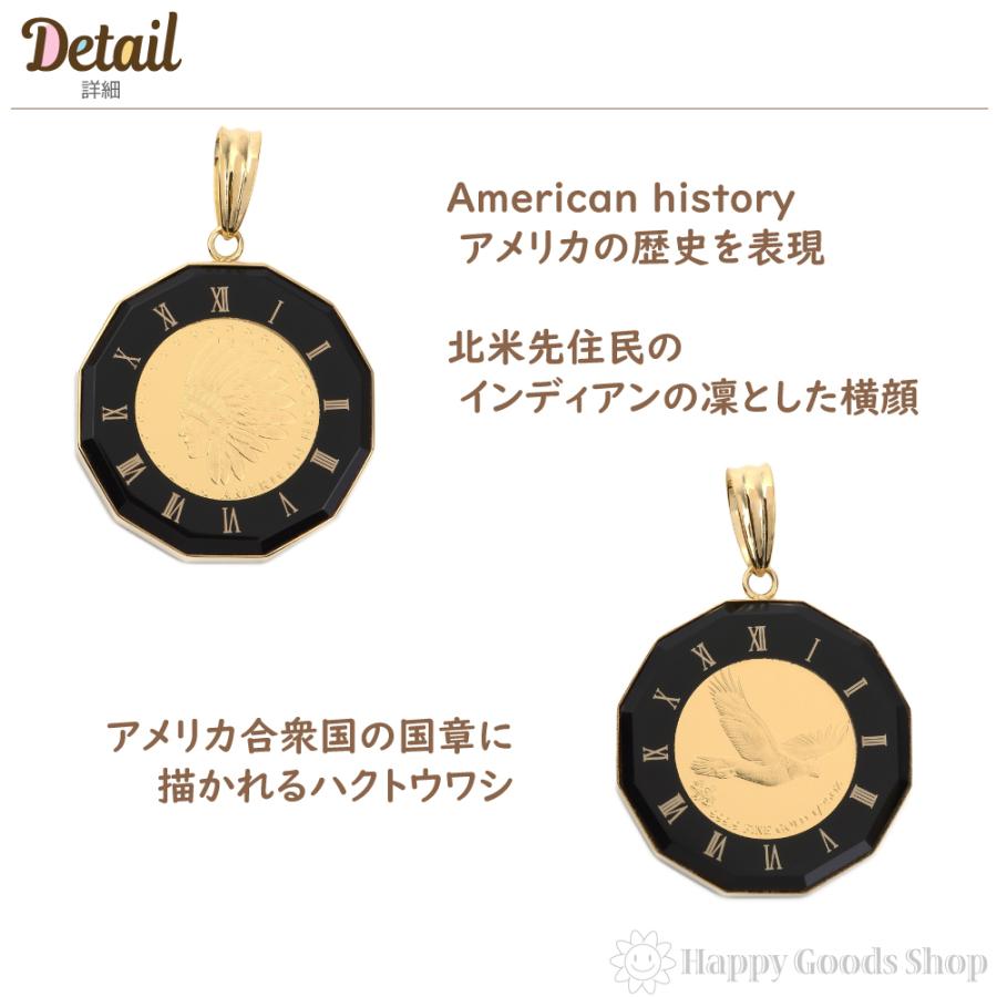 純金 K24 インディアン イーグル 1/25oz 金貨 アトラス ブラック ペンダントトップ コイン ヘッド チャーム ゴールド プレゼント ギフトの画像