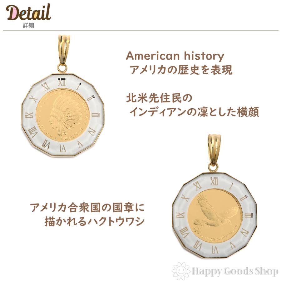 純金 K24 インディアン イーグル 1/25oz 金貨 アトラス ホワイト ペンダントトップ コイン ヘッド チャーム ゴールド プレゼント ギフトの画像