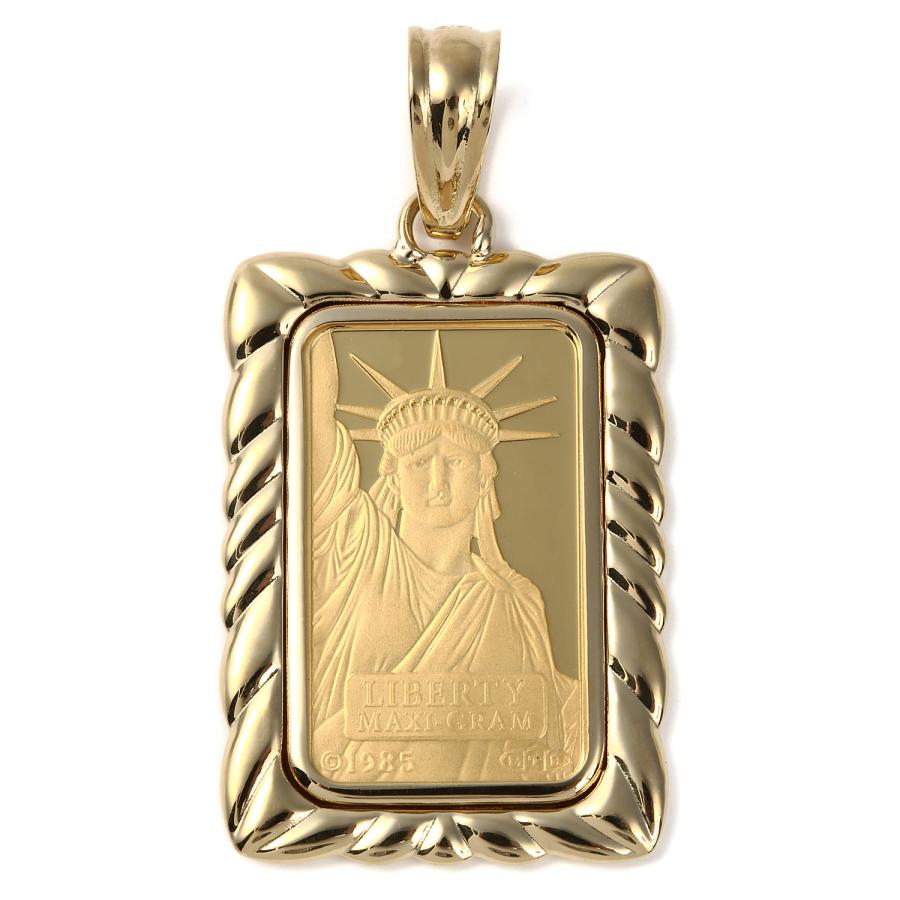 純金 インゴット 5g リバティ ペンダントトップ クレジット スイス 自由の女神 K18 デザイン枠 金貨 コイン ヘッド チャーム ゴールド
