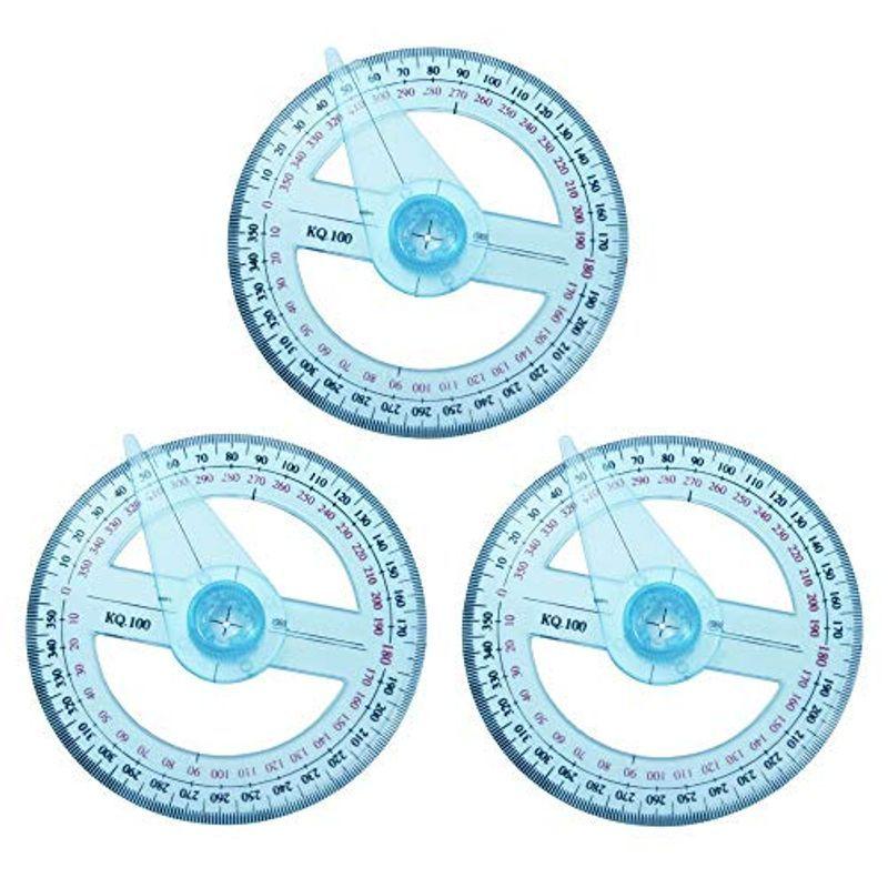 3個入 360度スイングアーム分度器 直径10cm 角度定規のバンド 測定ツール 学生 製図の課題用 ファッション通販