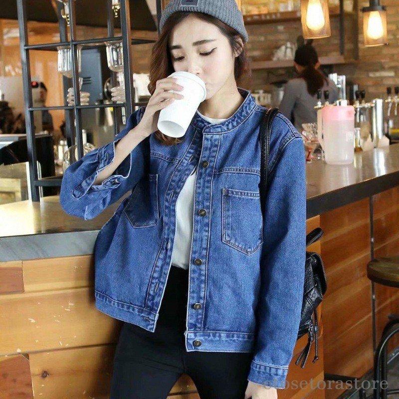 デニム ジャケット レディース Gジャン ノーカラー アウター 綿