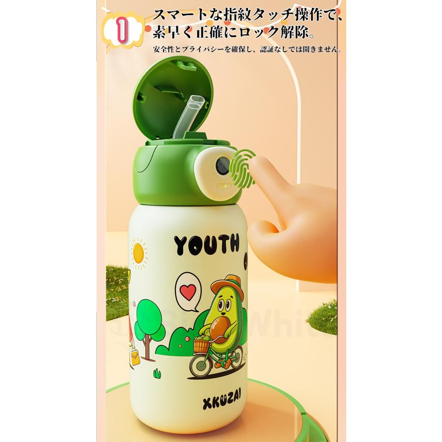 指紋センサー付き 真空断熱ボトル 指紋認証 水筒 600ml 保温 保冷 316