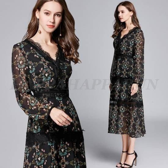 古典 フレア レース 長袖 食事会 女子会 ワンピース ミモレ丈 ブラックドレス 夏 春 新作 大きいサイズ 40代 30代 代 透け感 Vネック ワンピース サイズ 2xl Www Tvusac Com