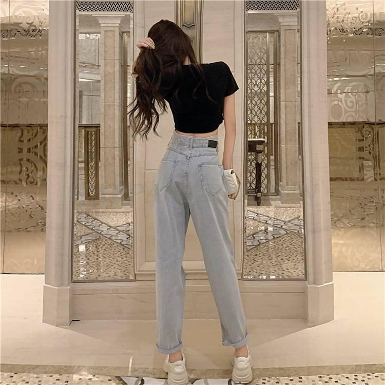 デニム パンツ レディース ジーンズ ジーパン ダメージ 穴あき パンツ 薄色 ウエストマーク ベルト風 おしゃれ かっこいい ズボン ボトムス ロールアップ H0929b Db1456 Happa Happa Run 通販 Yahoo ショッピング