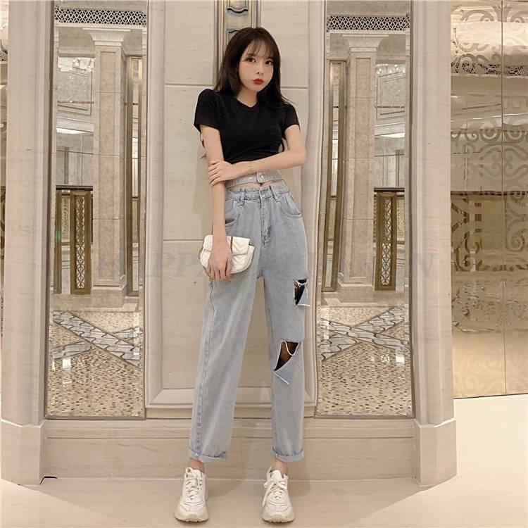 デニム パンツ レディース ジーンズ ジーパン ダメージ 穴あき パンツ 薄色 ウエストマーク ベルト風 おしゃれ かっこいい ズボン ボトムス ロールアップ H0929b Db1456 Happa Happa Run 通販 Yahoo ショッピング