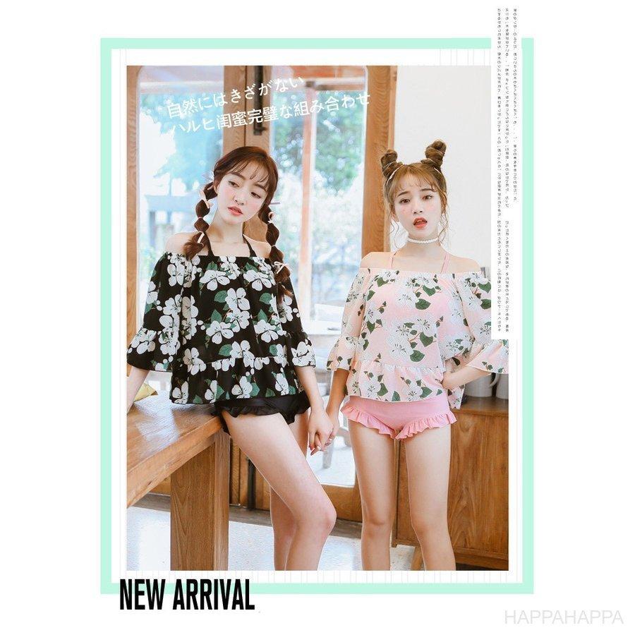 好評 水着 タンキニ 体型カバー 水着 ラッシュガードセット レディース 水着 フリルショートパンツ 水着 3点セット フラワービーチウェア キャミソール 水着セット 色 ブラックセット Www Diamants Plus Fr