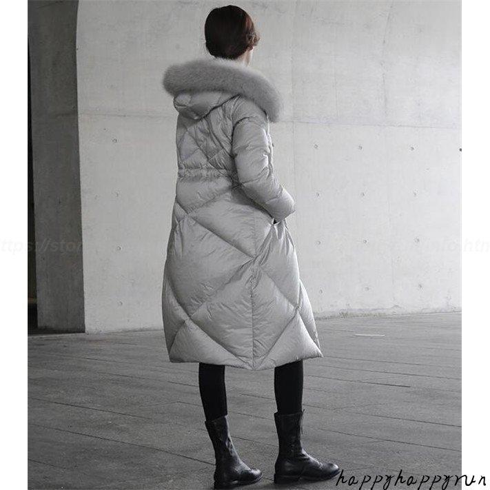 販売割引中 ダウンジャケット ロング レディース ダウンコート スリム リアルファー フード アウター 冬 防寒服 着痩せ 特売モデル Gangwal Me