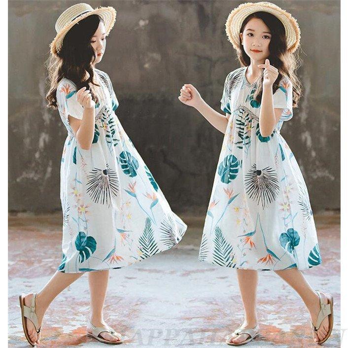 ワンピース 女の子 半袖 洋服 ロング丈 花柄 ガールズ 子供服 可愛い 夏 Hha53nxq6e Fastoffice Mx