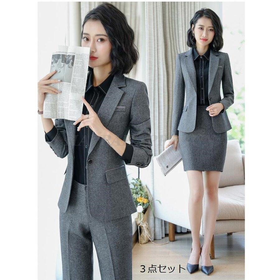 リクルートスーツレディース 3点セット 長袖ブラウス付きスーツ ビジネススーツ セットアップスーツ パンツスーツ スカートスーツ 就活 面接 オフィス Ol 15最新作