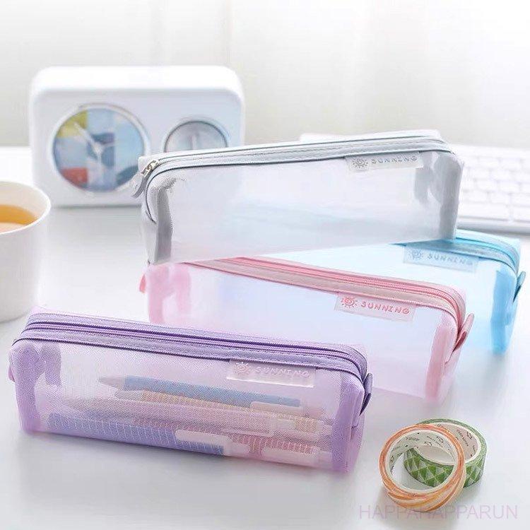 メッシュケース ペンケース 透明 筆箱 大容量 ペンポーチ パステルカラー 可愛い 中学生 無地 受験 入学祝い ブラック グレー ブルー Mpdphe51ri キッチン 日用品 文具 Valleymill Com