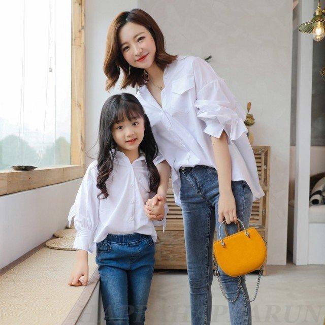 最大15 Offクーポン 女の子 子供服 ルック 親子ペア リンクコーデ 親子 セット 親子コーデ 長袖 フリルシャツ 一部 8 000以上のご購入で トップス 可愛い 白 ブラウス キッズ シャツ ブラウス Www Tillyandblue Co Uk