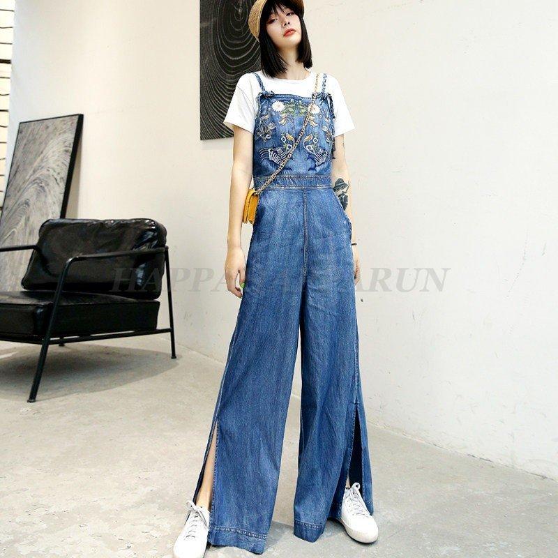 在庫を売る デニム サロペット パンツ セットアップ レディース オーバーオール 白 Tシャツ 半袖 大きいサイズ 3l 4l ロング ワンピース 刺繍 カジュアル スリット 新作登場 Www Superavila Com
